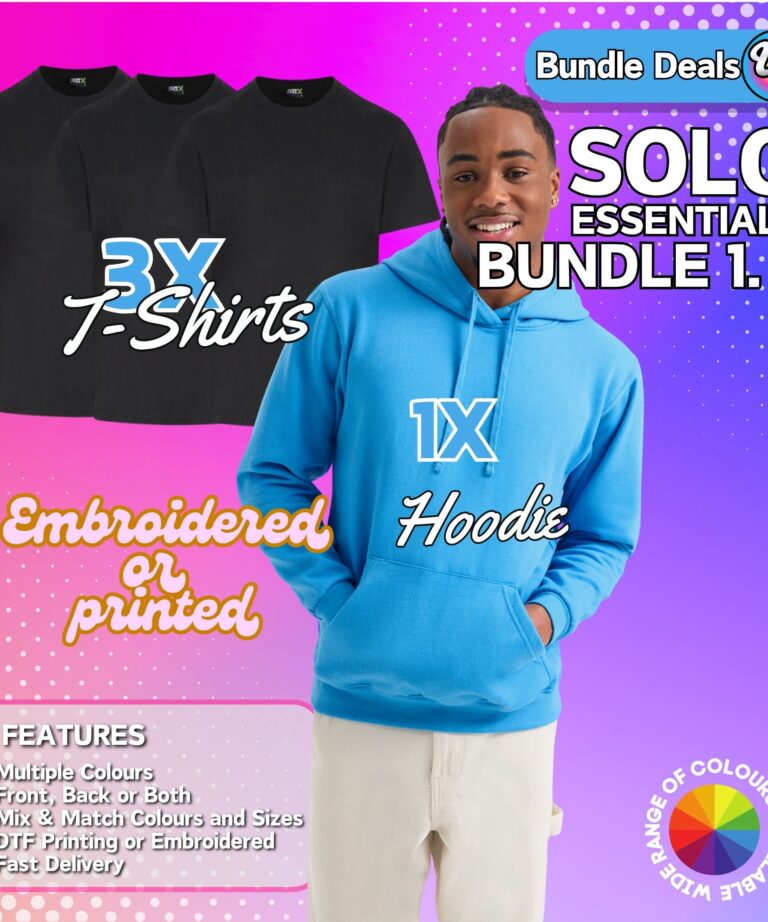 bundle deal image for 1 hoodie and 3 t shirts