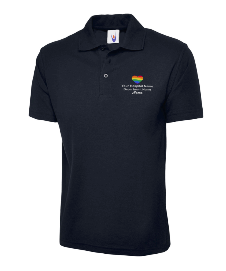 Rainbow Heart NHS Personalised Workwear Polo UC101 August 2025