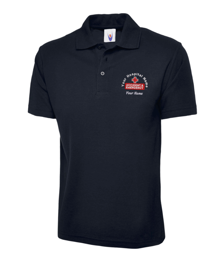 Accident & Emergency Polo Personalised Custom Name Hospital UC101 August 2025