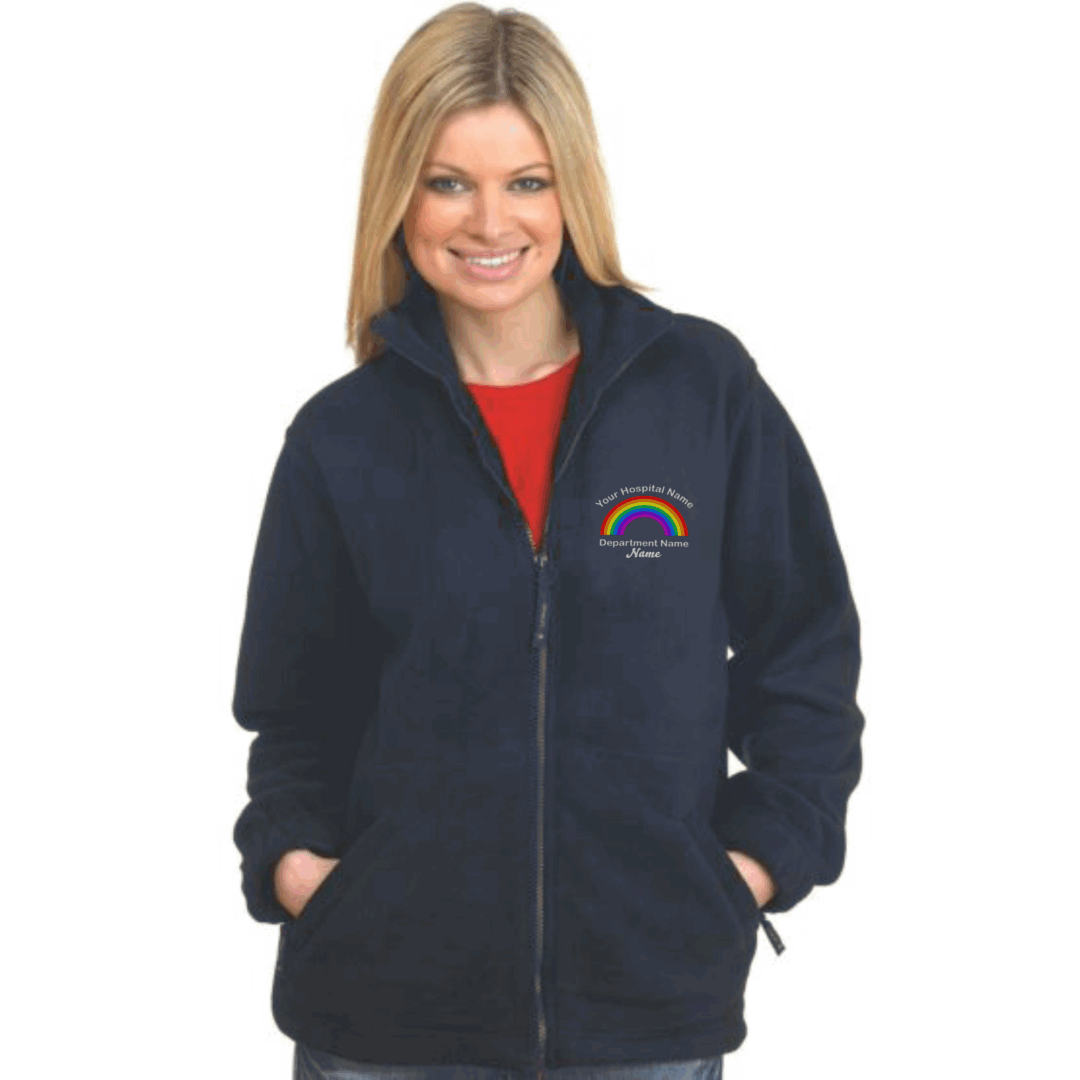 Rainbow Fleece Jacket Custom Embroidered Hospital Clothing, Vivid Promotion Workwear