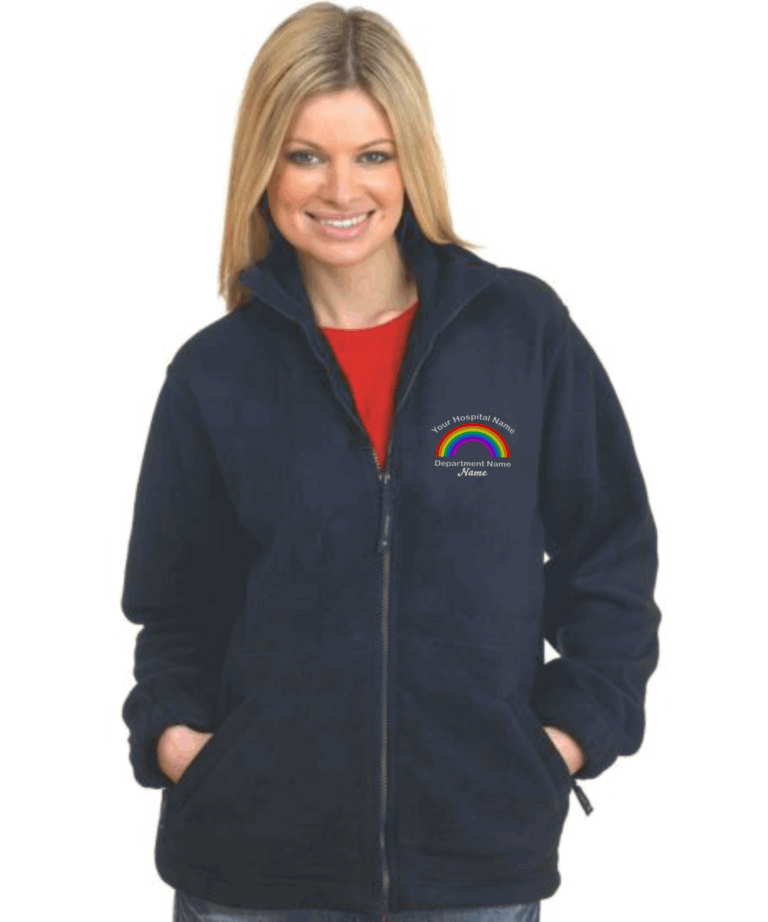 Rainbow Fleece Jacket Custom Embroidered Hospital Clothing, Vivid Promotion Workwear