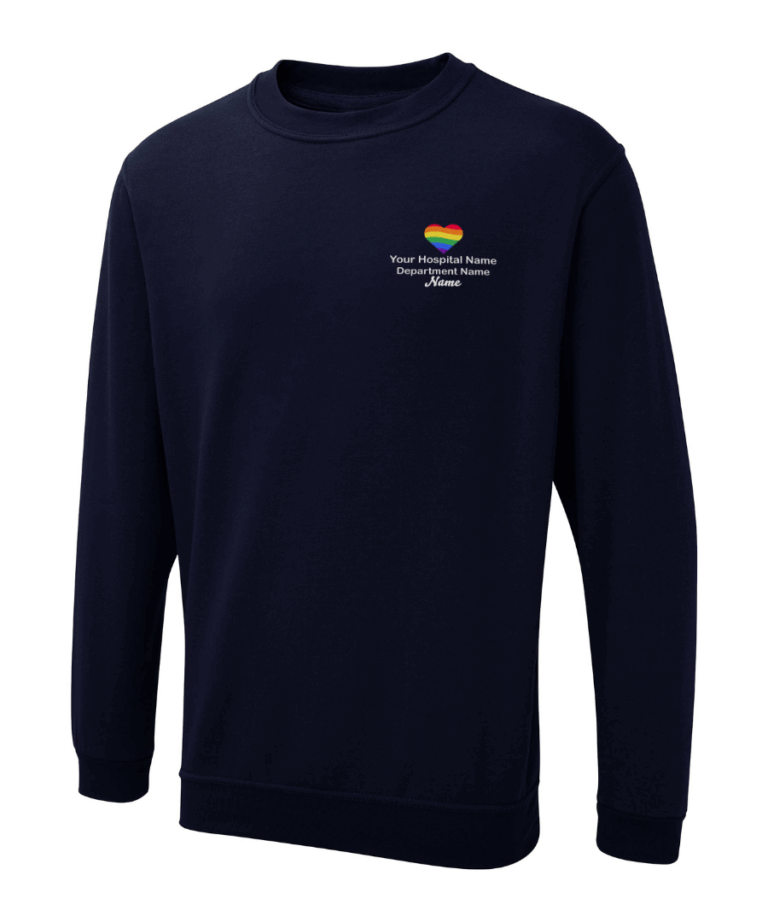 Rainbow Heart Personalised NHS Workwear Sweatshirt UX3 August 2025