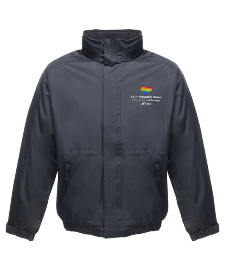 Rainbow Heart Personalised NHS Workwear Waterproof Jacket RG045 August 2025