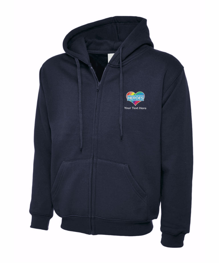 Rainbow Heart Heroes Personalised NHS Workwear Zip Hoodie UC504 August 2025