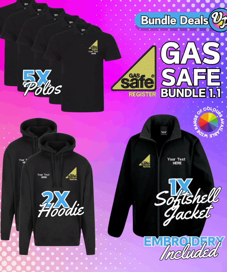 Gas Safe Bundle 5x Polos | 2x Hoodie | 1x Softshell | Custom Workwear