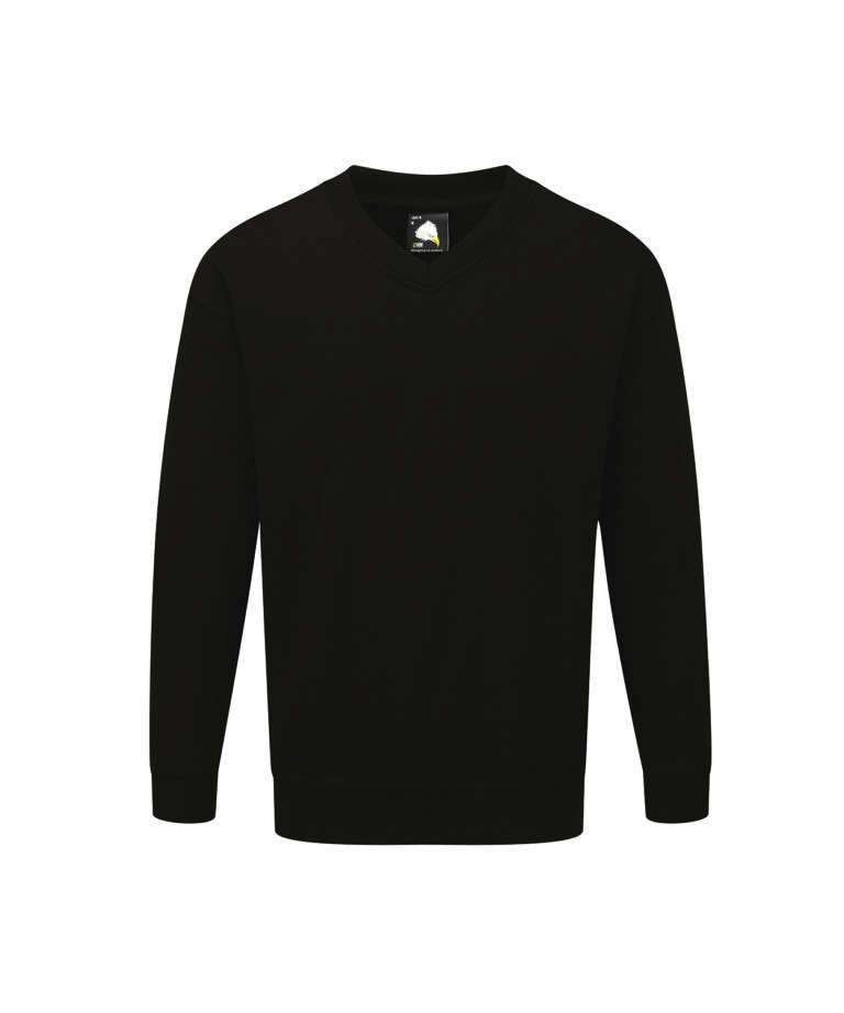 Workwear Orn Buzzard V-Neck Sweatshirt - Black - XS