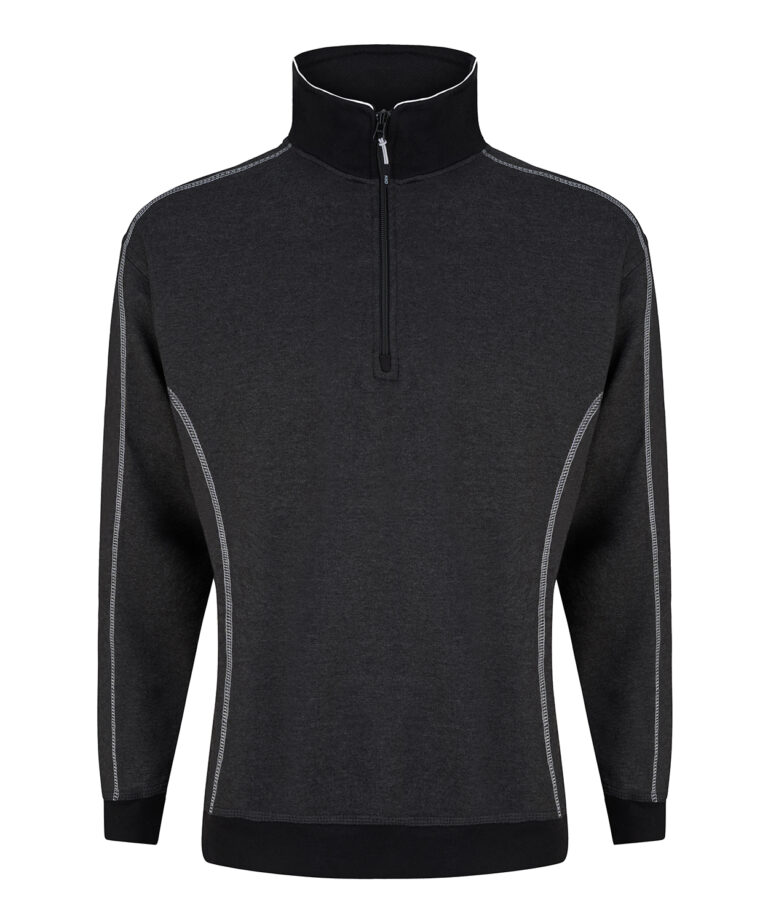 Workwear Orn Crane Quarter Zip Sweatshirt - Charcoal Melange - Black - XS
