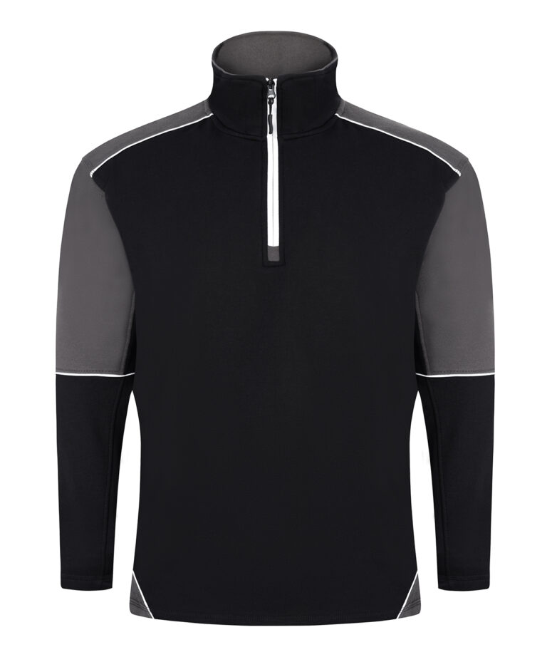 Workwear Orn Fireback Quarter Zip Sweatshirt - Black - Graphite - XS