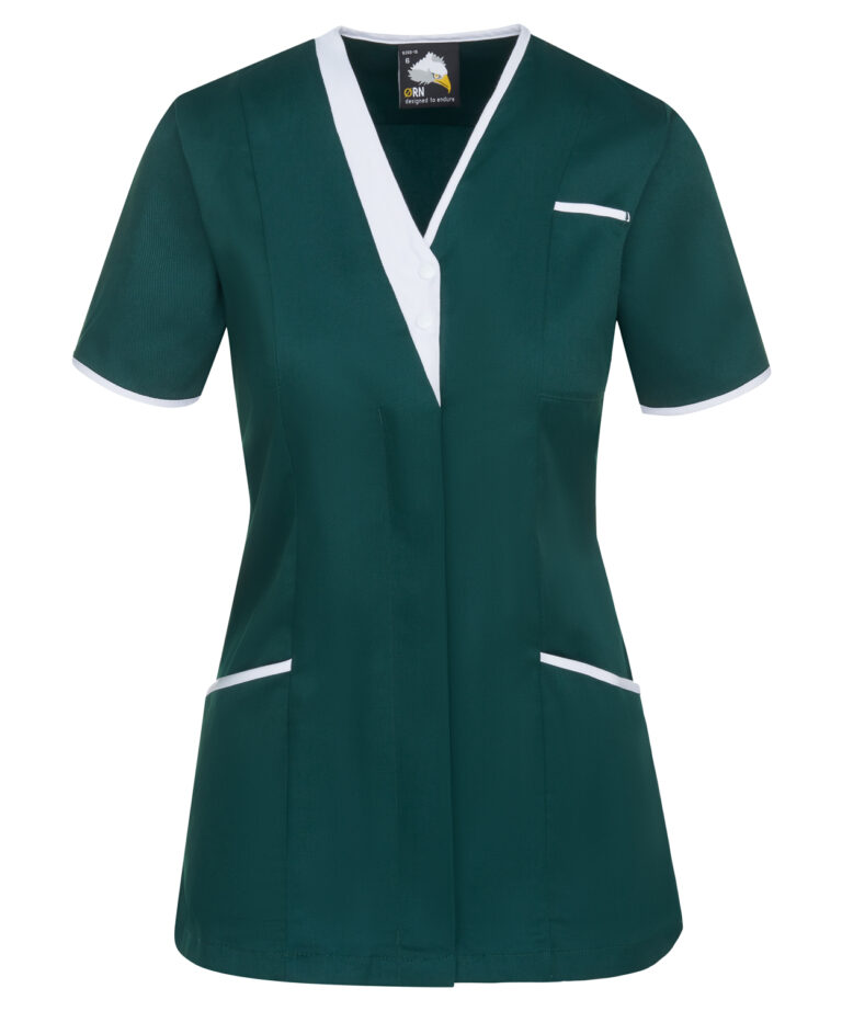 Workwear Orn Tonia V-Neck Tunic - Bottle - White - 8