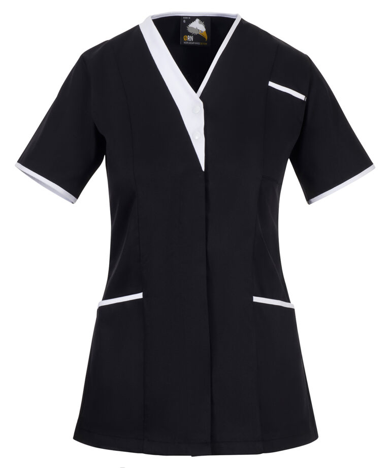 Workwear Orn Tonia V-Neck Tunic - Black - White - 8