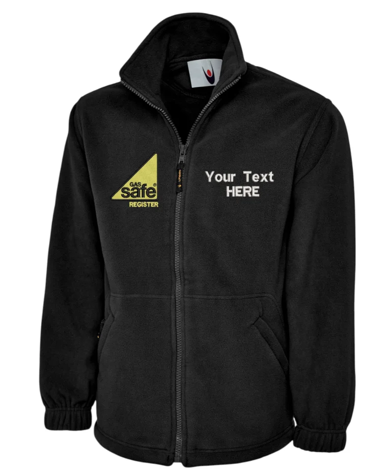 Gas Safe Plumber Fleece Jacket Embroidered Personalised Black