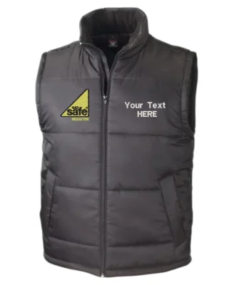 Gas Safe Plumber Padded Bodywarmer Embroidered, Vivid Promotion Workwear