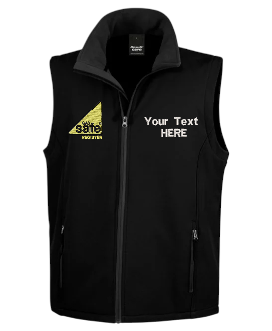 Gas Safe Plumber Softshell Bodywarmer Gilet Black