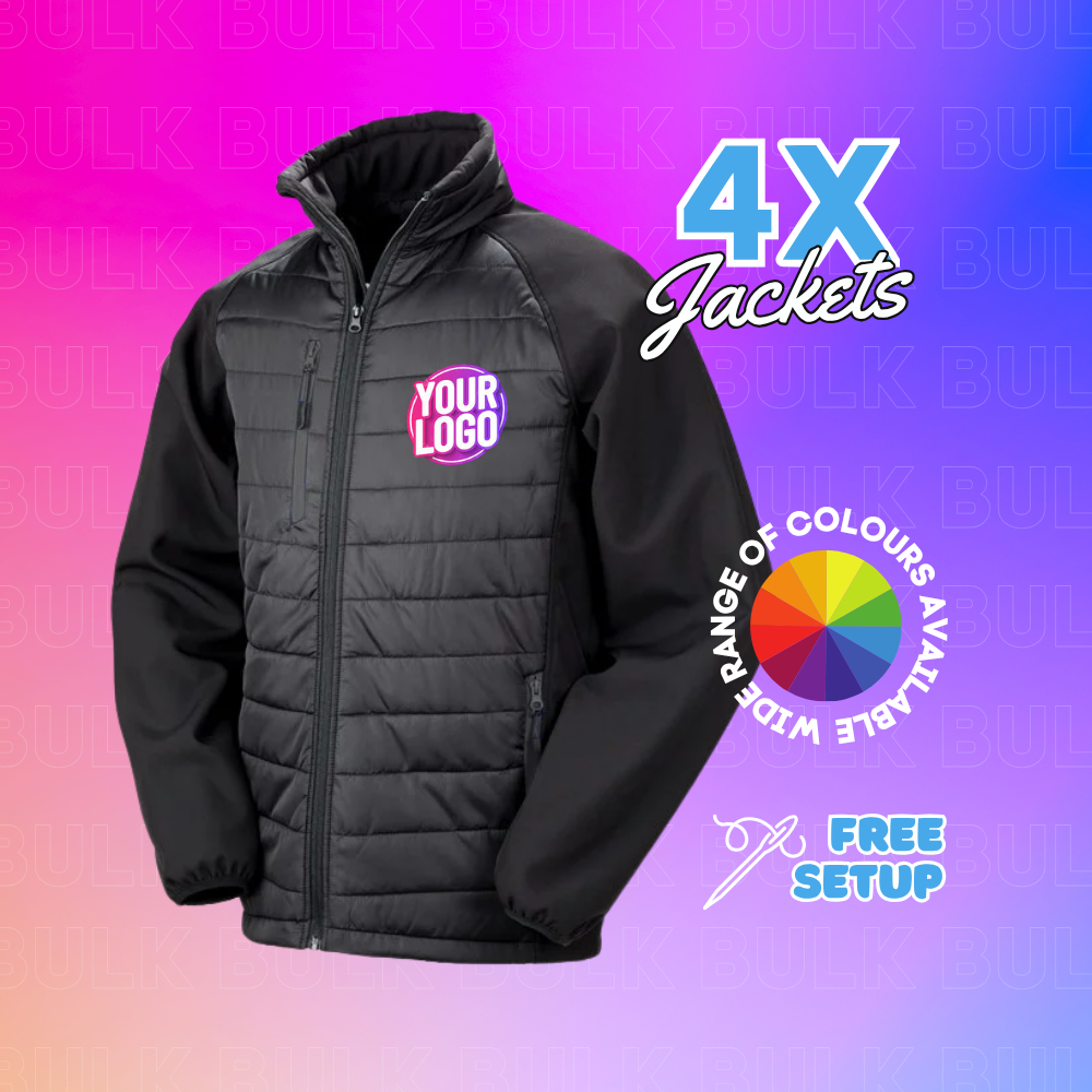 RESULT RECYCLED Padded Softshell Jacket x 4 | Bulk Bundle, Vivid Promotion Workwear RESULT RECYCLED Padded Softshell Jacket x 4 | Bulk Bundle, Vivid Promotion Workwear