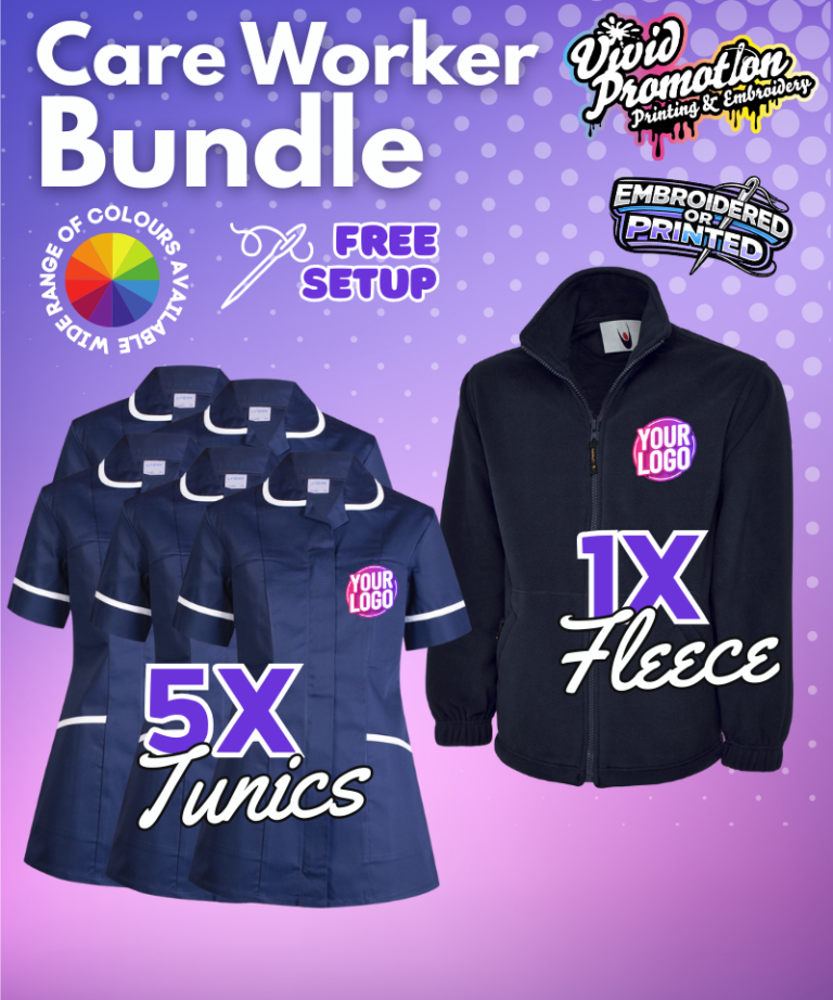 Care Worker Workwear Bundle Deal 5 Tunics and 1 Fleece