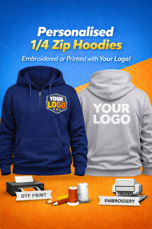 Quarter Zip Hoodie Workwear with Logo