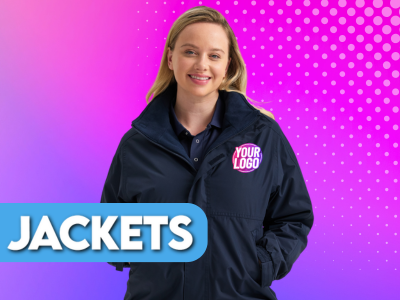 Jackets Product Category Woman wearing navy jacket with logo on left chest