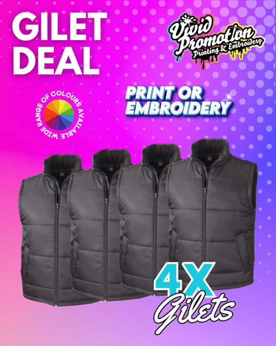 Custom Gilet Bodywarmer Bundle: 4x Result Core R208X Core Bodywarmer Print or Embroidery