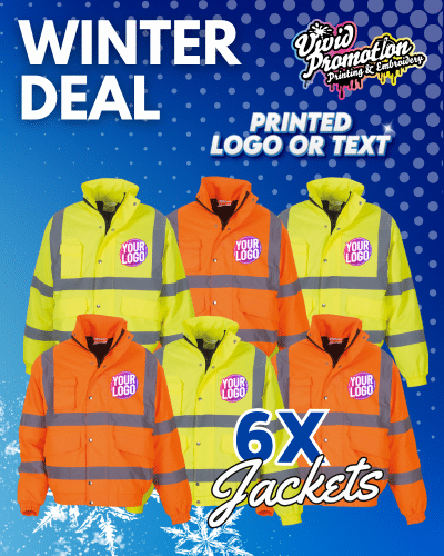 Personalised Hi Vis Bomber Jackets With Logo | 6x Uneek UC804 Bundle (Free Chest & Back Print)