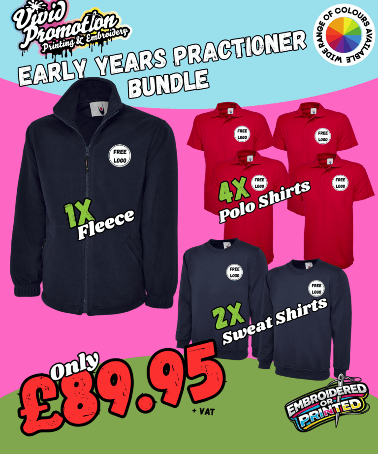 Nursery Staff Uniform Bundle Deal | UC604 Fleece + UC504 Hoodie + Polos