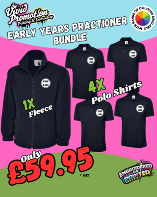 Nursery Polo And Fleece Bundle UC604 Fleece Jacket + 4 UC101 Polos, Vivid Promotion Workwear Nursery Polo And Fleece Bundle UC604 Fleece Jacket + 4 UC101 Polos, Vivid Promotion Workwear